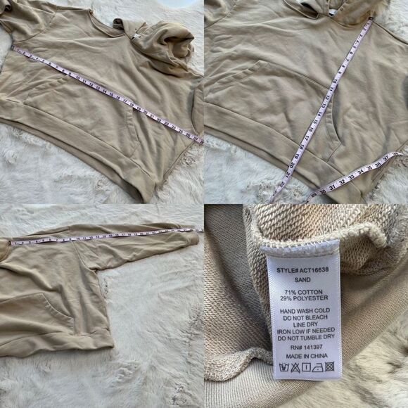 ASTR the label Swift Shoulder Cut Out Hoodie Sweatshirt Sand size M - Picture 12 of 13